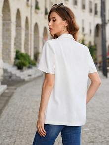 SHEIN BIZwear Double Breasted Shawl Collar Blazer - White - View 2