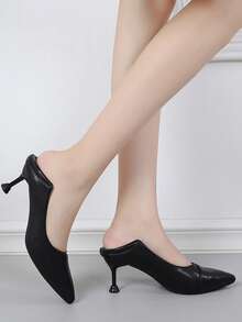 de mujeres de tacón alto Zapatos de punta Tacones delgados negro Tacones para el trabajo - Negro - Ver 2