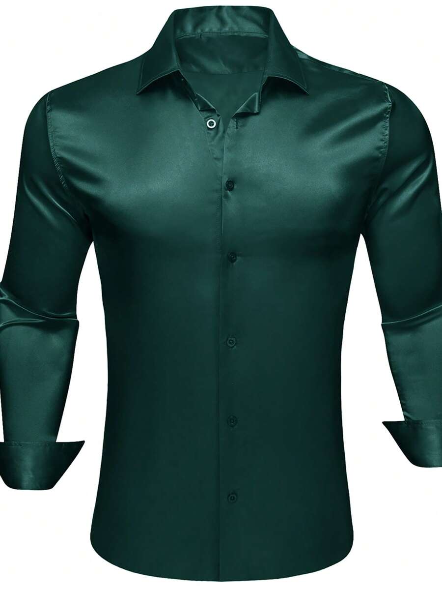 Men Solid Button Up Shirt