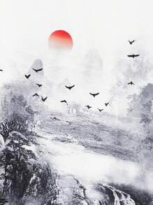 EASEVO 男士大码山水圖案T恤 - 彩色 - 查看 4