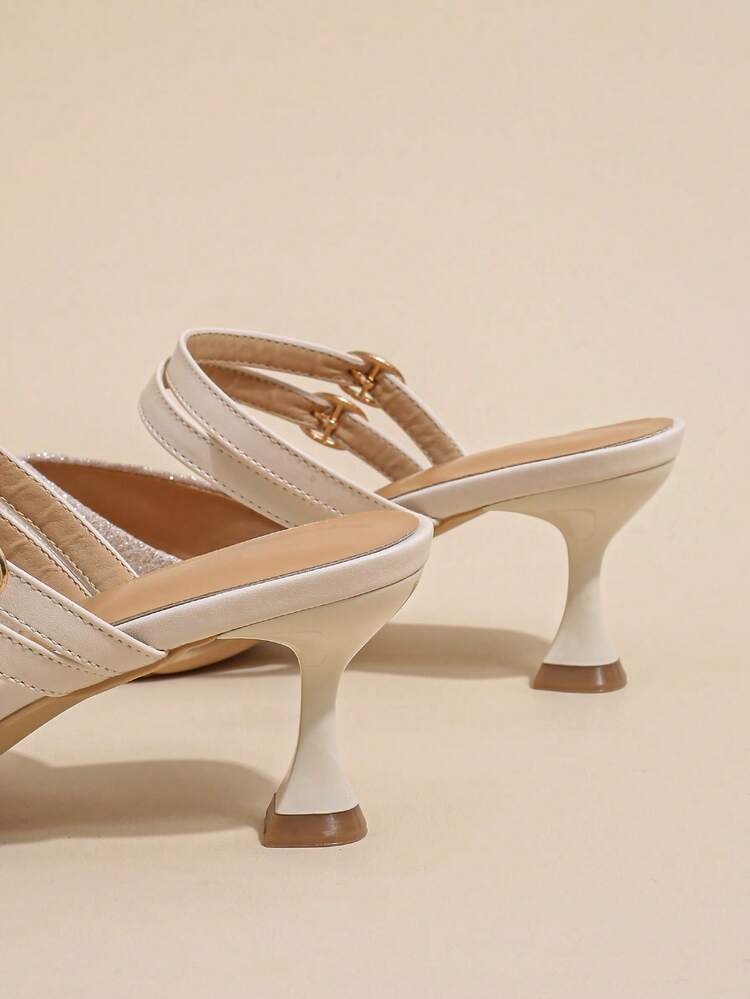 Women's Plus Size Shoes 41-43, Spring & Autumn Style, Wide Feet Friendly, New Flat Half Slippers, & Heelless High Heeled Sandals - Champagne - View 4