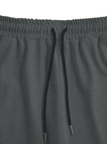 Manfinity Homme Bộ hai mảnh Nam Dây kéo màu trơn Giải trí - Màu xám đen - Xem 3