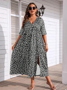 可愛豹紋加大洋裝 - 彩色 - 查看 1