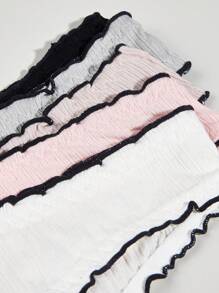 Plus 5pack Lettuce Trim Bow Front Panty - Multicolor - View 3