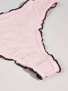 Plus 5pack Lettuce Trim Bow Front Panty - Multicolor - View 4