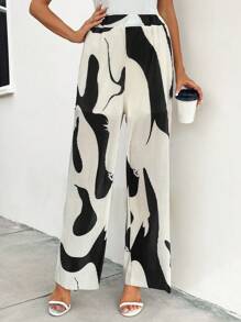 SHEIN Clasi 圖案印花闊腿褲 - 彩色 - 查看 3