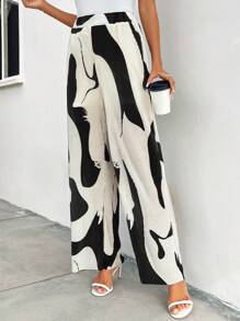 SHEIN Clasi 圖案印花闊腿褲 - 彩色 - 查看 4