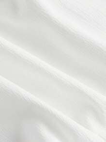 SHEIN MOD Contrast Lace Ruffle Trim Puff Sleeve Shirt - White - View 4