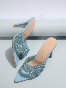 Women'S Sexy Rhinestone Color Diamond High Heel Sandals - Purple - View 3