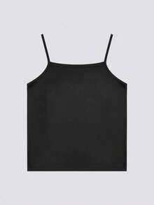 Blusa de cuadros de hombros caídos con top de tirantes - Negro - Ver 3
