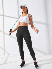 寬腰帶運動打底褲