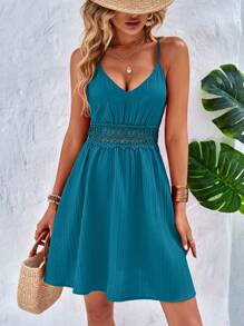 Breezaya Vestido de tirantes con encaje