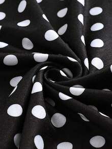 波卡圓點腰帶吊帶洋裝 - 黑色 - 查看 5