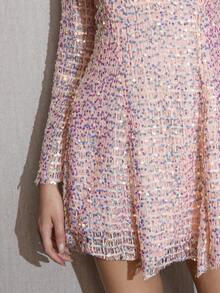 D&M Backless Sequin Asymmetrical Hem Dress - Dusty Pink - View 8