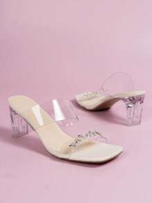 Dép Nữ Gót Pha Lê - trắng - Xem 5