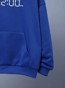 SHEIN Tween Boy Letter Graphic Kangaroo Pocket Drop Shoulder Sweatshirt - Blue - View 4