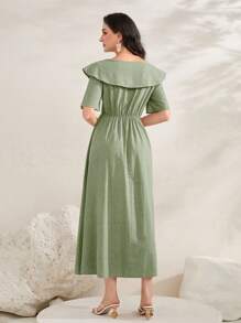 Modelyn Solid Statement Collar Dress