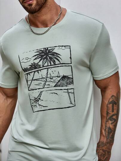 Guys Tropical Print Tee