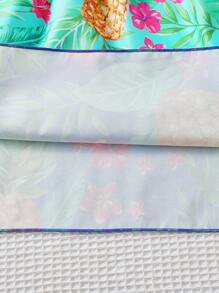 SHEIN Tween Girl Tropical Print Asymmetrical Neck Ruffle Trim Belted Dress - Multicolor - View 3