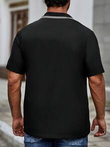 Manfinity Homme Nam Viền tương phản Vá Túi Áo sơ mi - màu đen - Xem 2