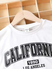 SHEIN Cô gái Tween Đồ họa Chữ cái Áo thun & Bộ áo liền quần Cami - Nhiều màu - Xem 5