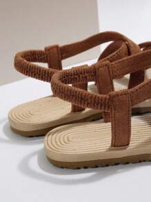 2025 New Women Flat Round Toe Bohemian Woven Strap Casual Sandals, Daily Fashion Outdoor Beach Summer Flat Sandals - Brown - View 7