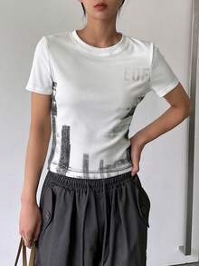 DAZY 字母圖案T恤 - 白色 - 查看 3