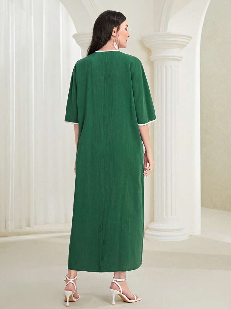 Colorblock Batwing Sleeve Dress