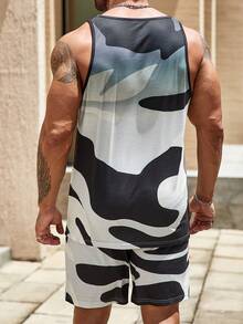 Manfinity Homme Men Letter Graphic Tank Top & Shorts - Multicolor - View 3