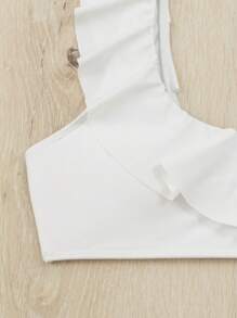 褶邊比基尼套裝 - 白色 - 查看 6