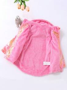 SHEIN Girls' Colorful Thermal Lined Hooded Coat - Pink - View 4