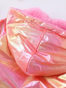 SHEIN Girls' Colorful Thermal Lined Hooded Coat - Pink - View 7