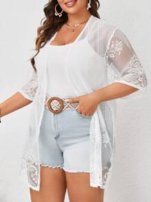 EMERY ROSE Große Größen Floral Spitzen Kimono Sommer