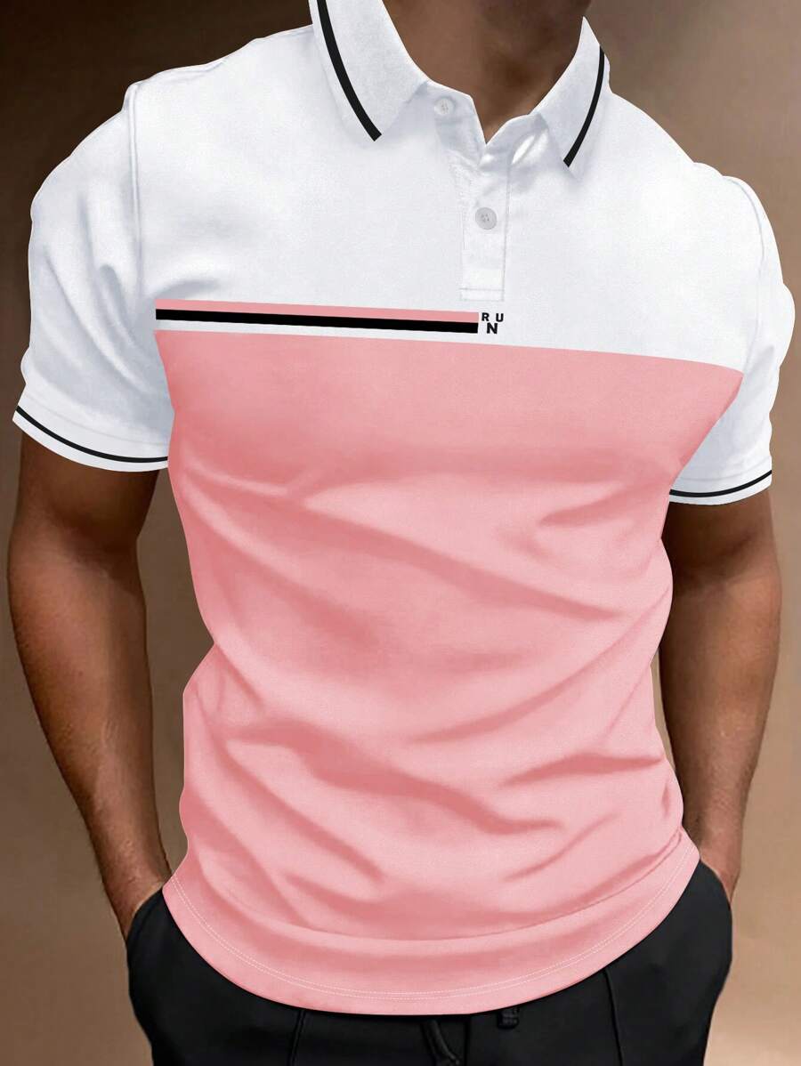 Manfinity Homme 男士雙色條紋飾邊POLO衫 - 彩色 - 查看 1