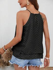 SHEIN VCAY Chất rắn Áo hai dây - màu đen - Xem 2