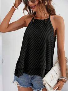 SHEIN VCAY Chất rắn Áo hai dây - màu đen - Xem 6