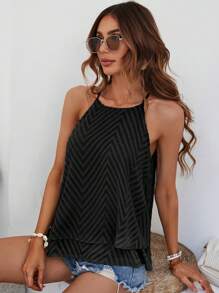 SHEIN VCAY Chất rắn Áo hai dây - màu đen - Xem 7