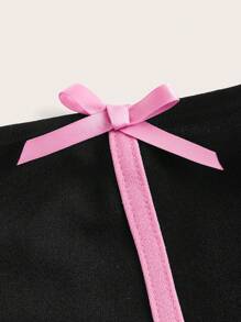 SHEIN MOD 拼接邊前蝴蝶結抹胸上衣 - 黑色 - 查看 4