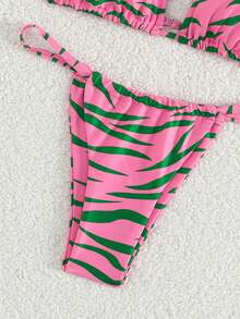 斑馬紋比基尼泳裝 - 粉色 - 查看 3