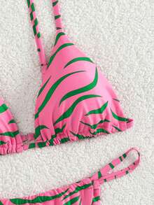 斑馬紋比基尼泳裝 - 粉色 - 查看 5