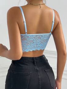 Chiquease Top de tirantes crop con encaje - Celeste - Ver 2