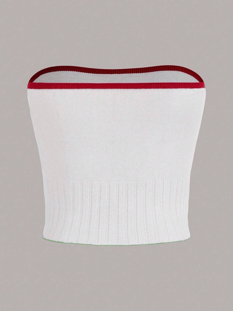 Plus Cherry Pattern Contrast Binding Tube Knit Top