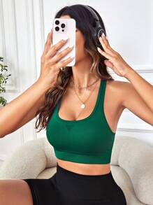Racer Back Sports Bra - Green - View 5