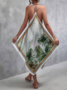 GENKIRA Bản in nhiệt đới Viền khăn tay Váy Dây - Nhiều màu - Xem 3