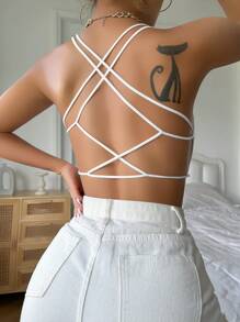 Solid Criss Cross Backless Bralette