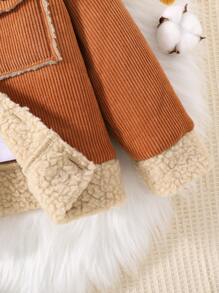 SHEIN Cô Gái Trẻ Túi có nắp Nút Lên Áo khoác - Cà phê nâu - Xem 3