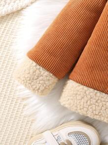 SHEIN Cô Gái Trẻ Túi có nắp Nút Lên Áo khoác - Cà phê nâu - Xem 5