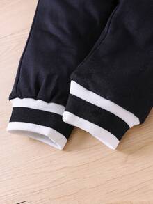 2入組/套 男童休閒素色印花長袖常規合身服裝帶帽日常穿著，秋冬 - 彩色 - 查看 3