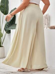 SHEIN VCAY Plus Tie Waist Wide Leg Pants