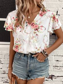 SHEIN Clasi 印花蝴蝶袖連身背心 - 彩色 - 查看 5